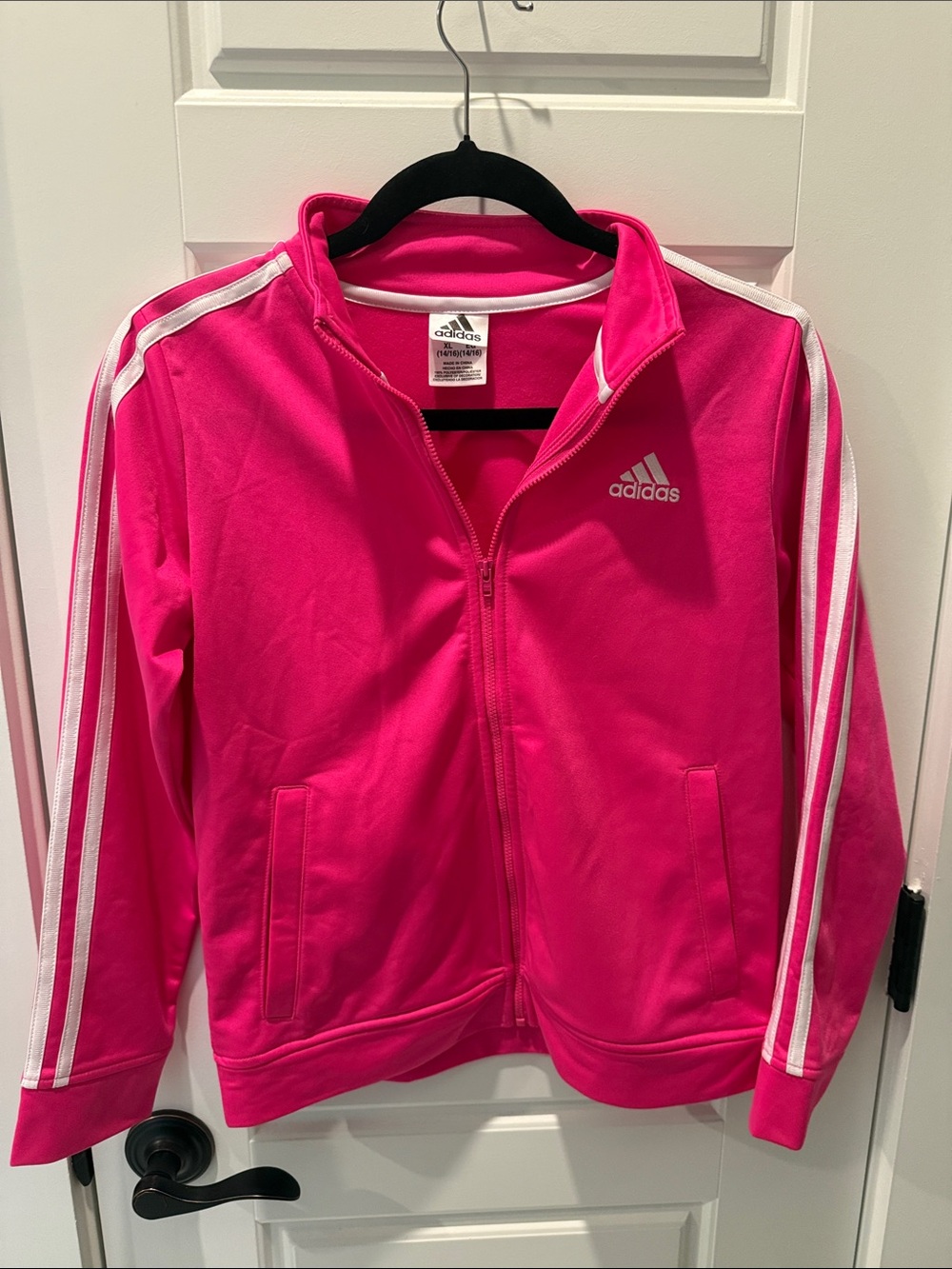 adidas Bright Pink Track Jacket with White Stripes - Picture 5 of 9